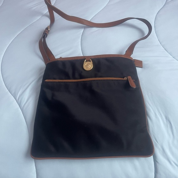 Black Michael Kors Cross-body Bag with Camel Trim - Picture 1 of 10